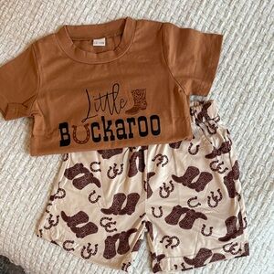Little Buckaroo Brown T-Shirt, shorts with pockets